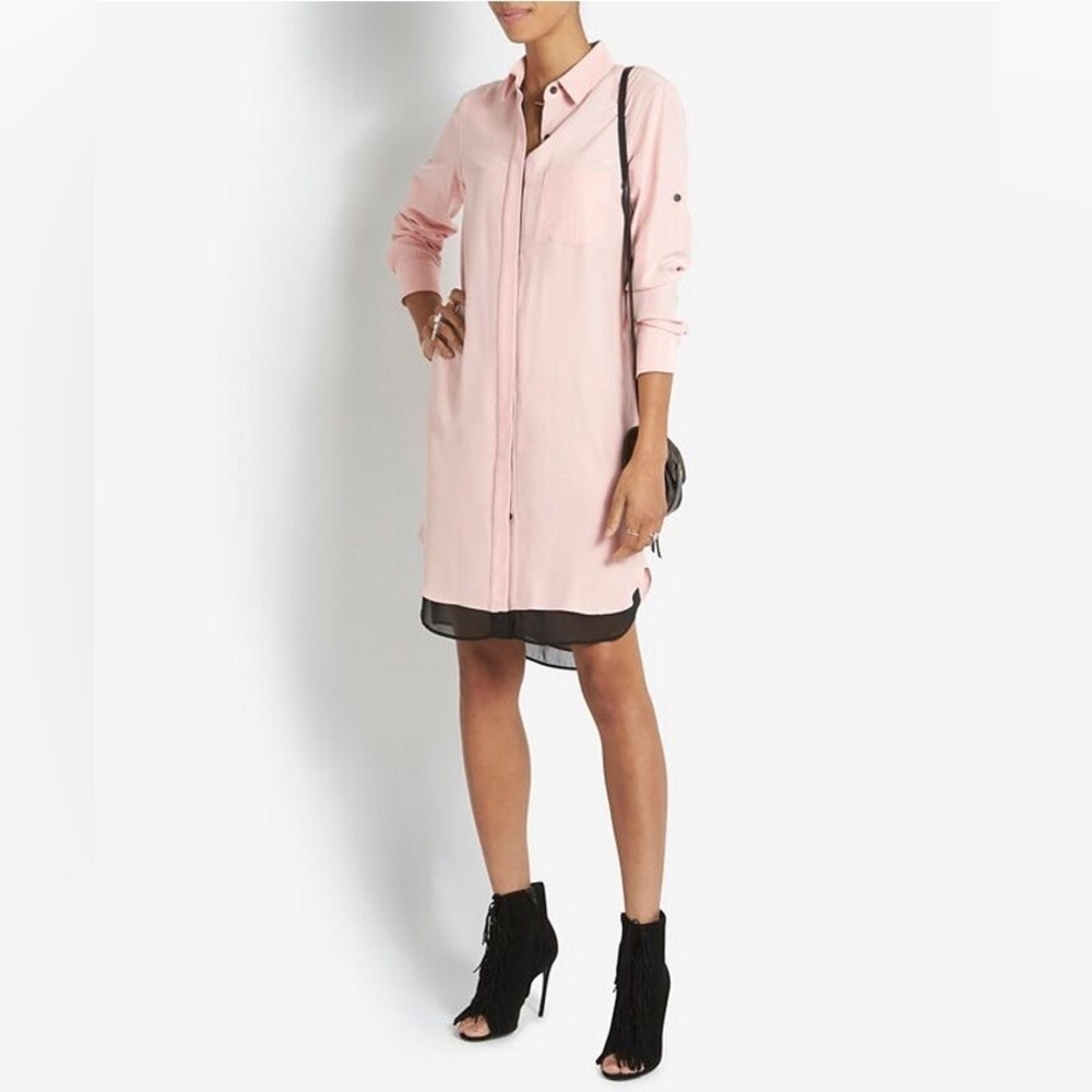 Rag & Bone 100% Silk Double Layered Knee Length Shirt Dress